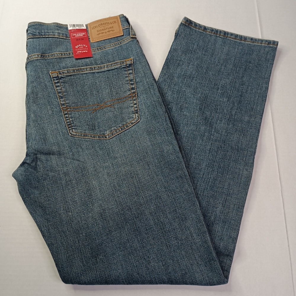Signature By Levi Strauss Straight Jeans Men's Size 36x34 Blue Ultimate Flex‎